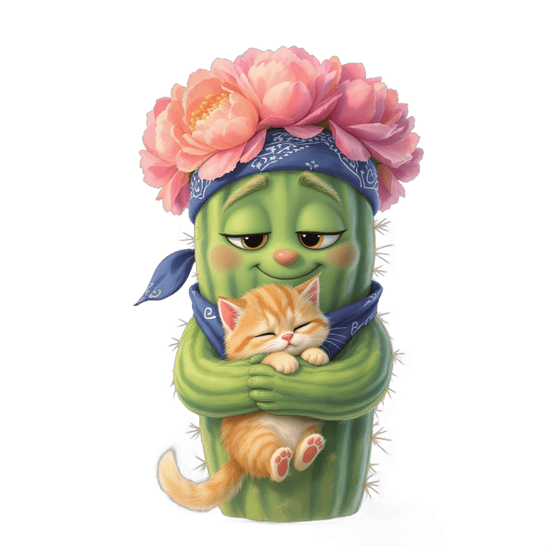Bloom avec un chaton dans les bras, tendresse animale